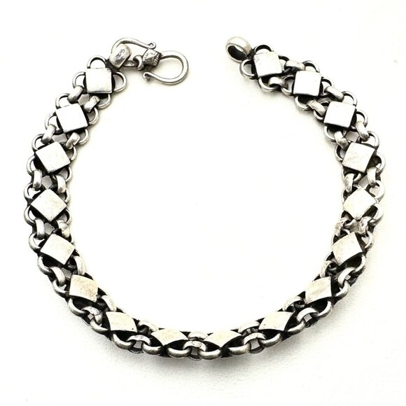 Vintage Traditional Indian Sterling Silver Bracelet Reversible Design - Picture 5 of 6
